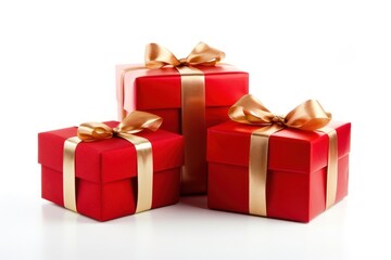 Obraz premium Three christmas gift box white background celebration anniversary.