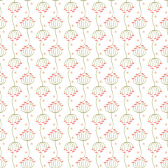 Illustrated seamless pattern design with stylized flowers.