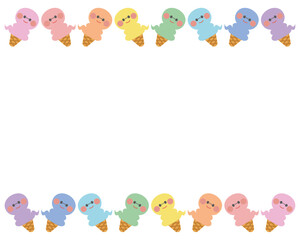 ソフトクリームになったかわいいへびのイラスト（虹色）