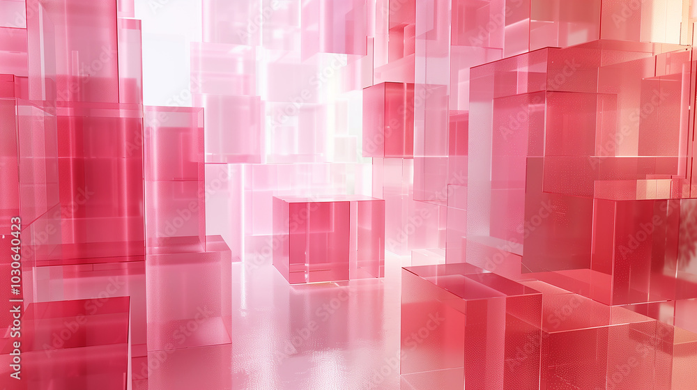 Poster abstract background 3d wallpaper with translucent geometric cubes and soft lighting.