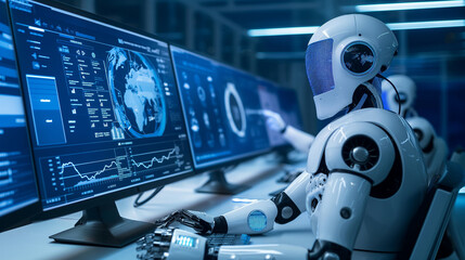 Robot operating a computer