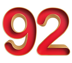 Red 3D Number 92