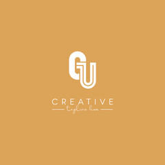 Abstract GU UG Letter Artistic Logo Design. Initial Based Vector Symbol.