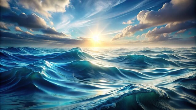 Hyperrealistic ocean waves with silk-like texture