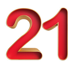 Red 3D Number 21