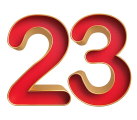 Red 3D Number 23