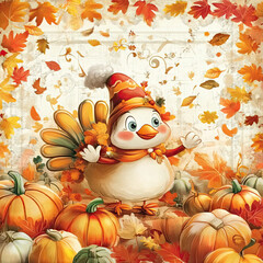 Beautiful Wallpaper with a Turkey Bird Design, Ideal Thanksgiving Poster or Graphic Resource for Creative Project, Ai Generative