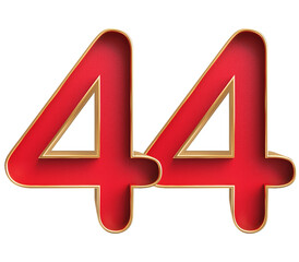 Red 3D Number 44