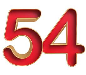 Red 3D Number 54