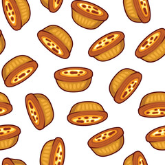 Portuguese Dessert Pastel de Nata Seamless Pattern. Vector