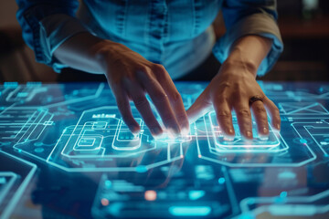 Hands Interacting with Holographic Interface