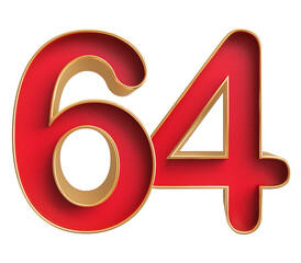 Red 3D Number 64
