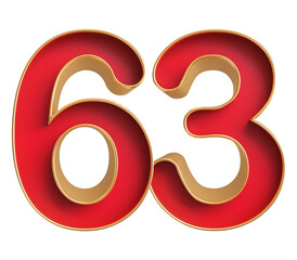 Red 3D Number 63