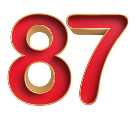 Red 3D Number 87