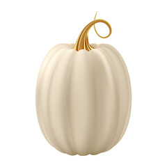3d realistic pumpkin. White cream pumpkin with golden stem.