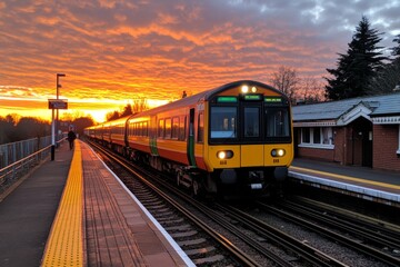 Fototapeta premium Pixel art train arriving at Woodstock Station on a bright morning