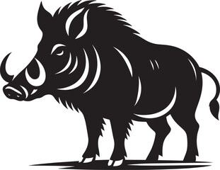 Boar Silhouette isolated on white background Minimalist boar vector shape icon