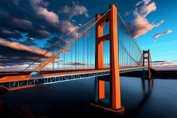 Obraz premium Retro illustration of the Tamar Bridge, with muted tones and bold outlines