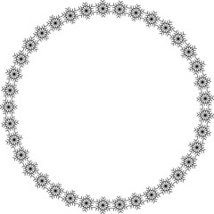 Snowflake circle frame. Winter snowflake round border.