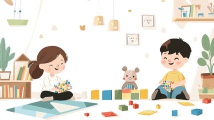 Two Happy Kids Playing Together