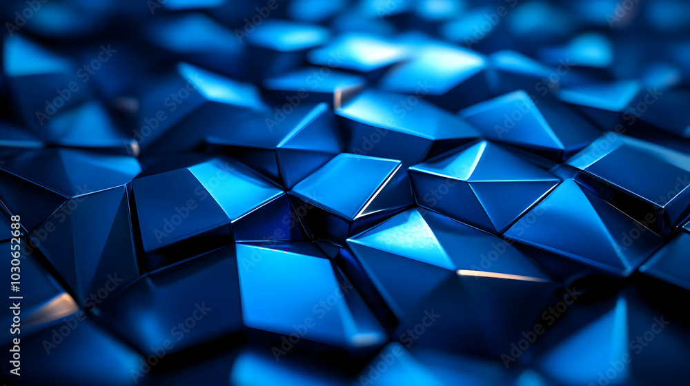 Poster abstract blue geometric shapes creating a textured surface.