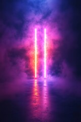 Fototapeta premium Abstract Neon Light and Smoke Scene