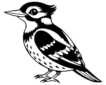 recommend clip art: vector cute woodpecker bird silhouette black animal illustration