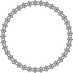 Snowflake circle frame. Winter snowflake round border.