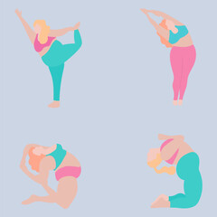 A set of girls are engaged in sports yoga