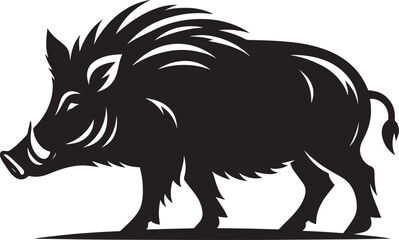 Boar Silhouette isolated on white background Minimalist boar vector shape icon