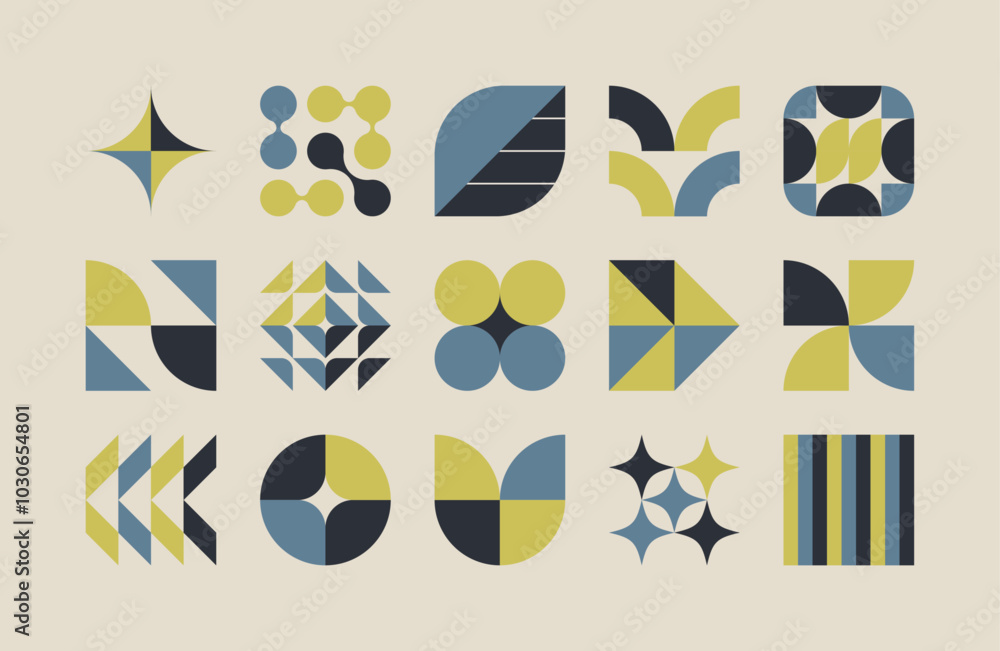 Poster set of modern abstract graphic vector elements