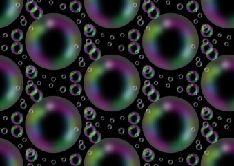 abstract seamless pattern black background with bubbles