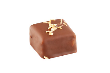 Close-up of chocolate candy on white background
