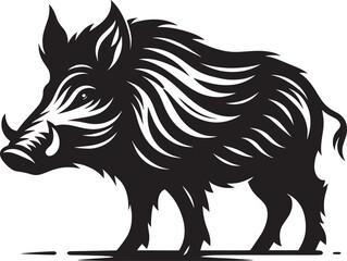 Boar Silhouette isolated on white background Minimalist boar vector shape icon