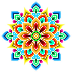 Dancheong a traditional Korean pattern mandala colorful on transparent background