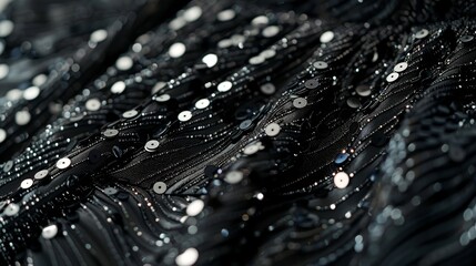 For a touch of glamour a black sequin midi dress with a plunging neckline and sleeves. The monochrome color scheme elevates the dress to a chic and elegant level.