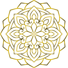 Dancheong a traditional Korean pattern mandala gold on transparent background