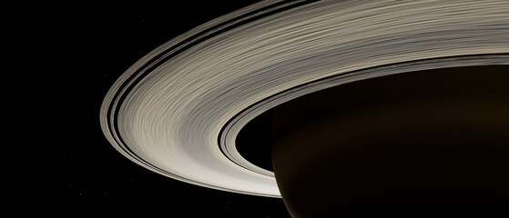 A close up of a planet saturn with a dark background © yurakrasil
