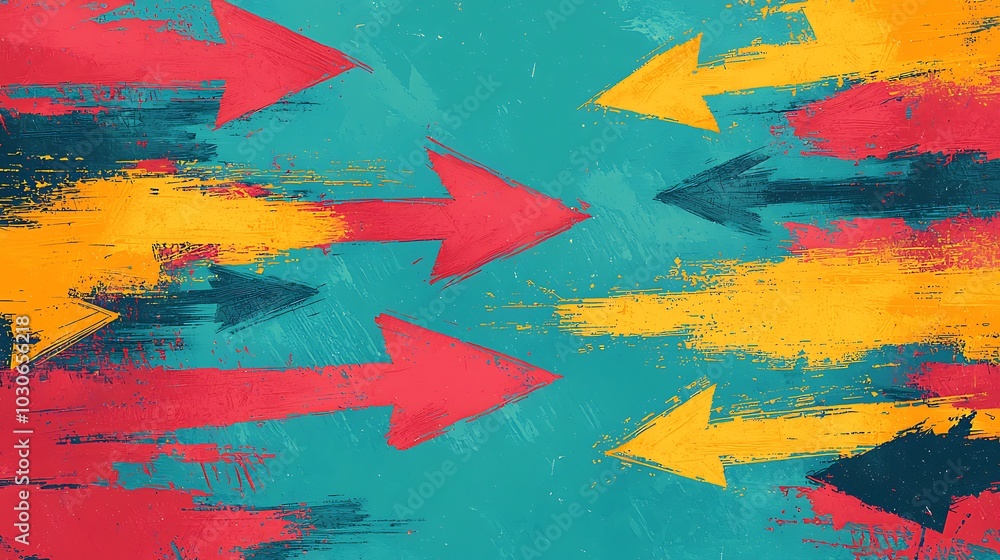 Poster Abstract colorful arrows on a textured background
