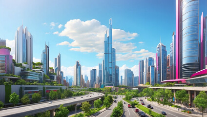 Fototapeta premium Vibrant Cityscape