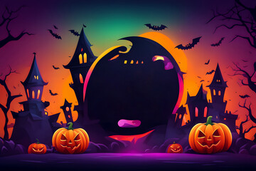 Fototapeta premium happy halloween banner party invitation or sale with copy space background banner poster design