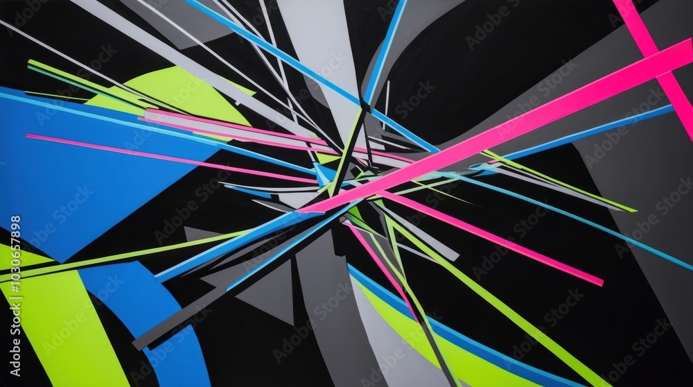 Aufkleber an abstract artwork featuring a chaotic mix of colors, shapes, and textures, creating a dynamic and 
