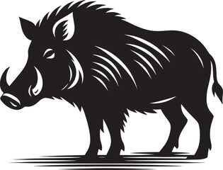 Boar Silhouette isolated on white background Minimalist boar vector shape icon