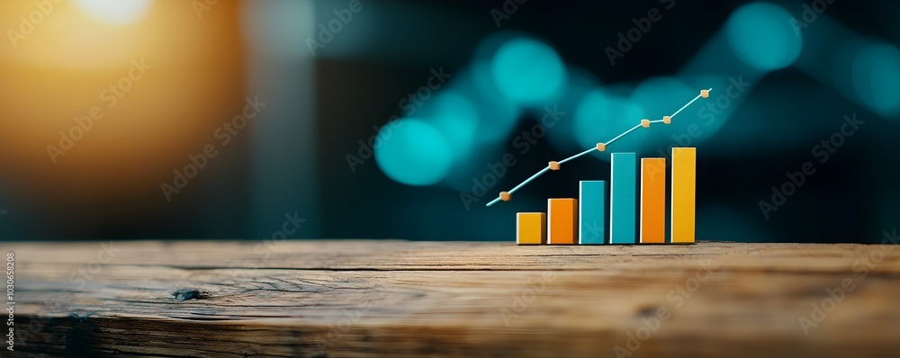 Poster wooden beam stock analysis with financial metrics - visualizing economic outlook and data tracking f