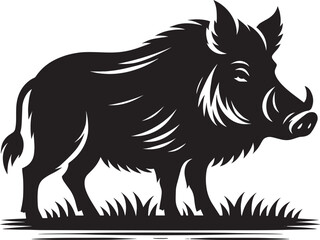 Boar Silhouette isolated on white background Minimalist boar vector shape icon