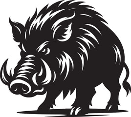 Boar Silhouette isolated on white background Minimalist boar vector shape icon