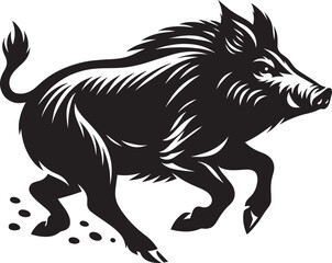 Boar Silhouette isolated on white background Minimalist boar vector shape icon