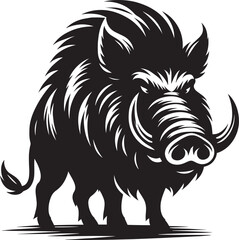 Fototapeta premium Boar Silhouette isolated on white background Minimalist boar vector shape icon
