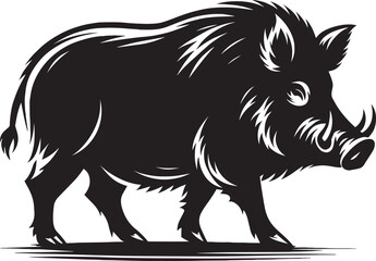 Obraz premium Boar Silhouette isolated on white background Minimalist boar vector shape icon