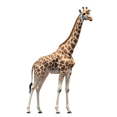 Fototapeta premium Giraffe Standing Tall Against Black Background